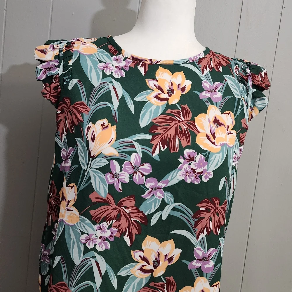 Loft Floral Print Blouse Tank Top - Picture 2 of 13